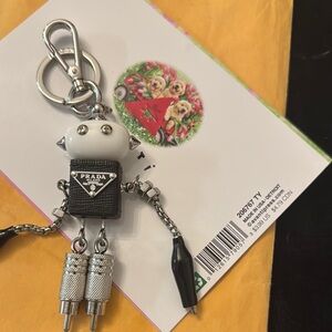 Prada Robot Keychain with Silver Accents